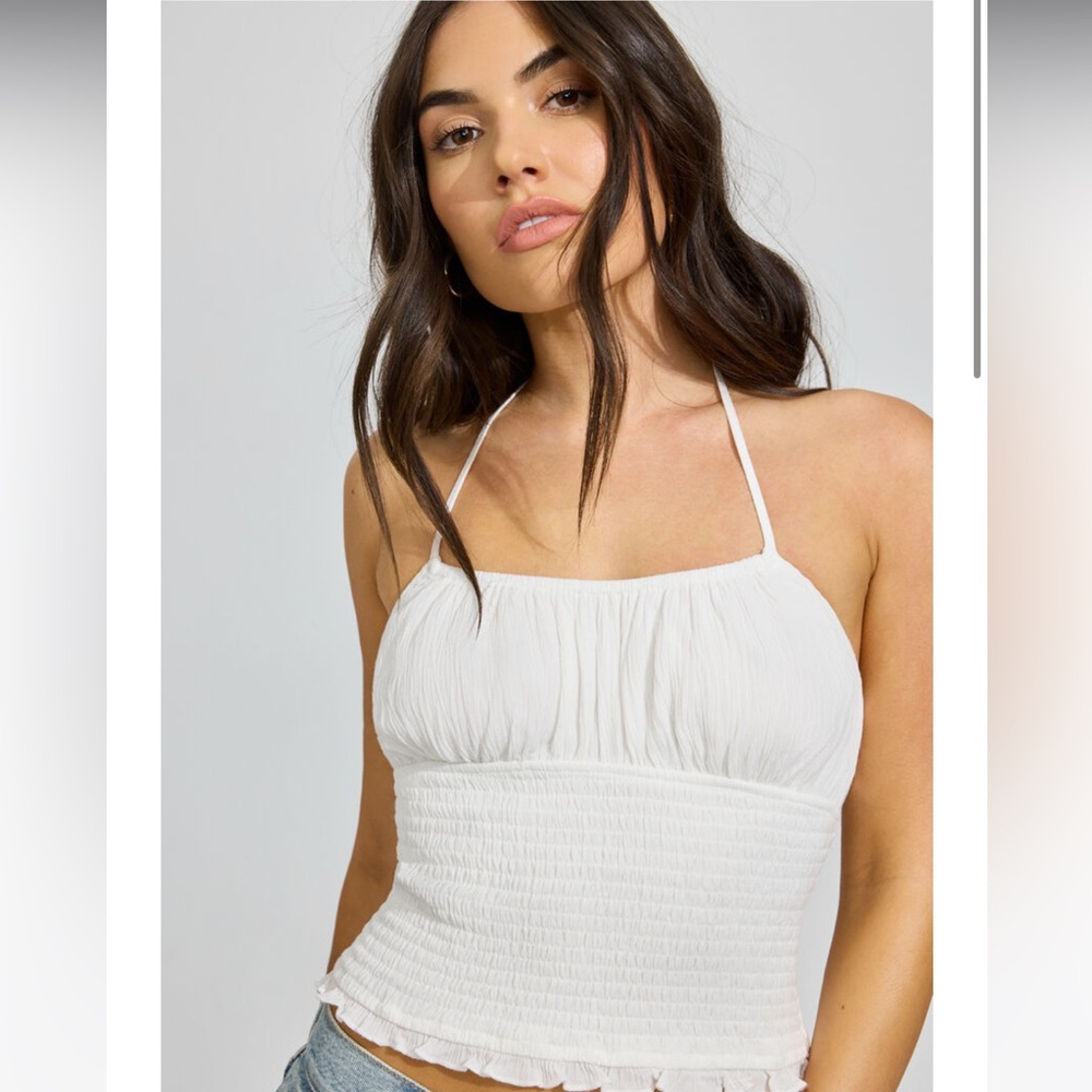 Samantha Smocked Halter Top- Snow white colour XS